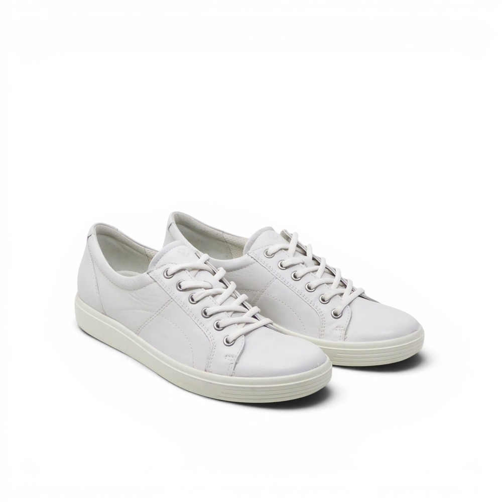 Ecco White Leather Low-Top Sneakers